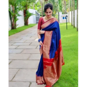 54472923670_b4ab33ae37_o_d-1000x1000-1.webp Generic Women's Soft Lichi Silk Solid Saree With Unstitched Blouse 5.5Mtr (Blue)