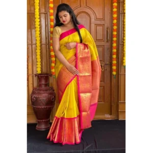 54472923710_c5a84f66d1_o_d-1000x1000-1.webp Generic Women's Soft Lichi Silk Printed Saree With Unstitched Blouse 5.5Mtr (Yellow)