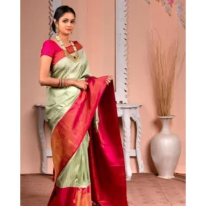 54472923805_659877d677_o_d-1000x1000-1.webp Generic Women's Soft Lichi Silk Printed Saree With Unstitched Blouse 5.5Mtr (Light Green)