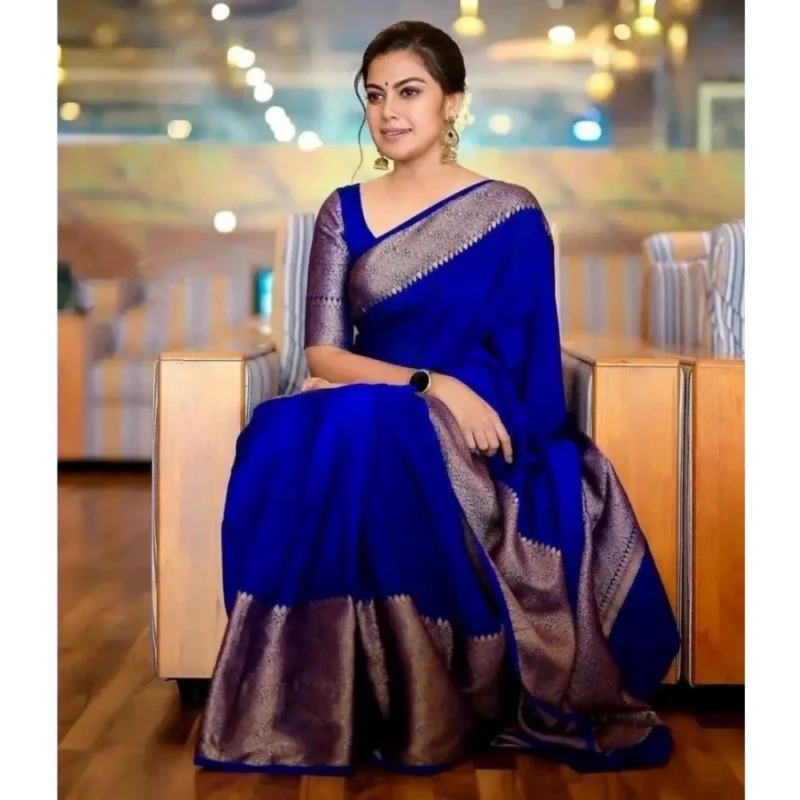 54472924190_9bc6b3b251_o_d-1000x1000-1.webp Generic Women's Soft Lichi Silk Solid Saree With Unstitched Blouse 5.5Mtr (Blue)