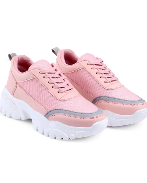 Generic Women's Casual Mesh Printed Lace-Ups Shoes (Pink)