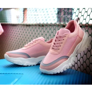 Generic Women's Casual Mesh Printed Lace-Ups Shoes (Pink)
