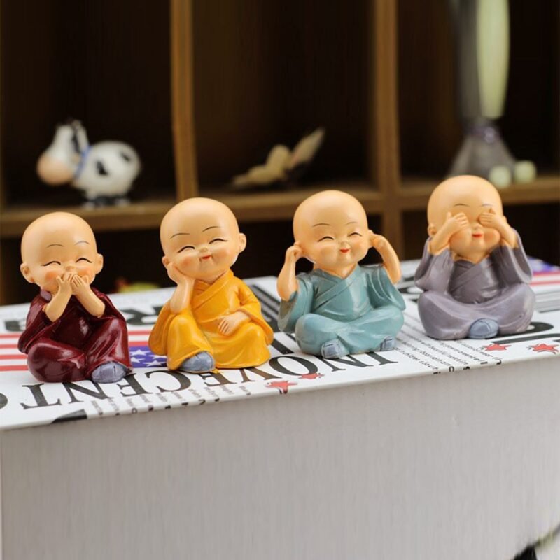 Baby Buddha Statue Set – 4-Piece Lightweight Decorative Showpieces