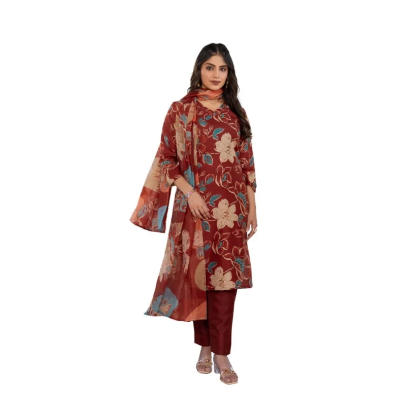 63057-1000x1000-1.webp Generic Women's Cotton Blend Printed Kurti With Pant Dupatta Set (Rust)