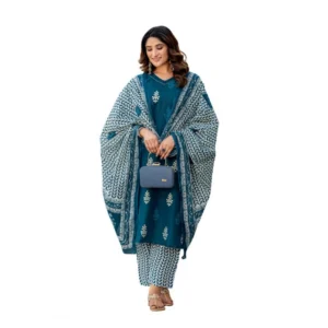 63062-1000x1000-1.webp Generic Women's Cotton Blend Printed Kurti With Pant Dupatta Set (Morpichh)