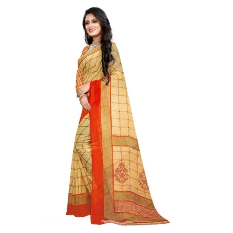63317-Main-1000x1000-1.webp Generic Women's Georgette Printed Saree With Unstitched Blouse 5.5Mtr (Orange)