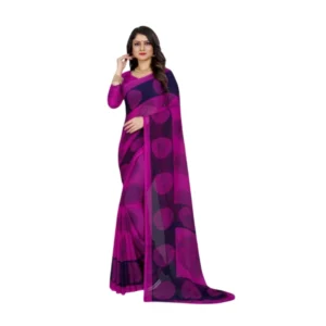 63319-Main-1000x1000-1.webp Generic Women's Georgette Printed Saree With Unstitched Blouse 5.5Mtr (Purple)