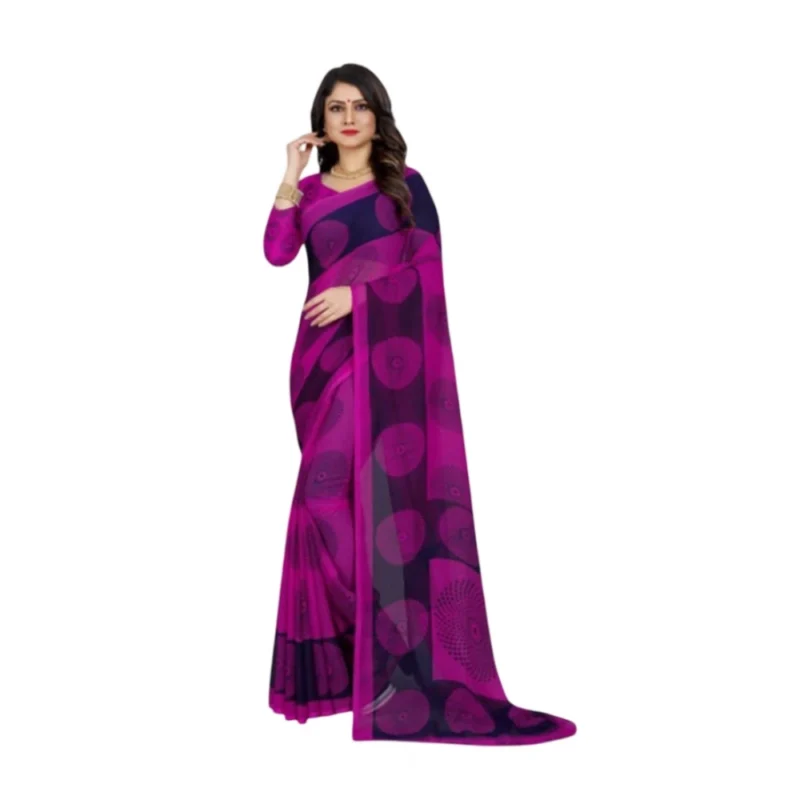 63319-Main-1000x1000-1.webp Generic Women's Georgette Printed Saree With Unstitched Blouse 5.5Mtr (Purple)