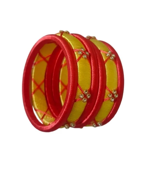 Generic Women's Plastic Silk Thread Bangles (Lemon Yellow, Size: 2.2)