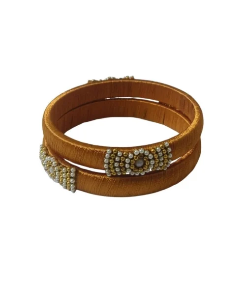 Generic Women's Plastic Silk Thread Bangles (Light Brown, Size: 2.1)