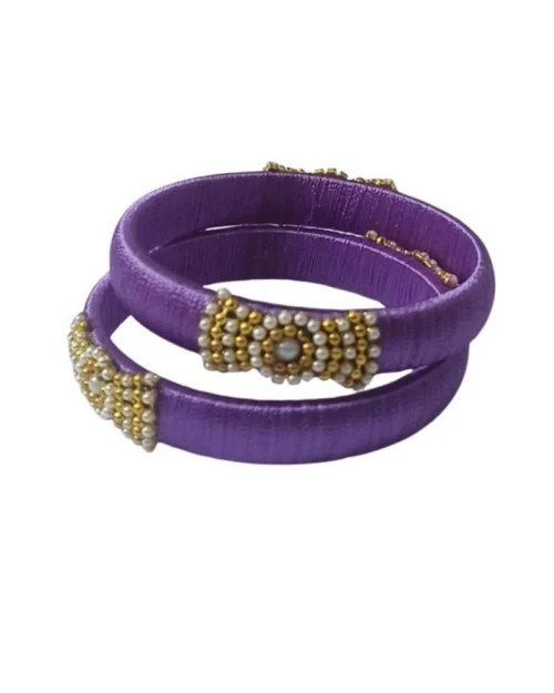 Generic Women's Plastic Silk Thread Bangles (Light Violet, Size: 2.4)