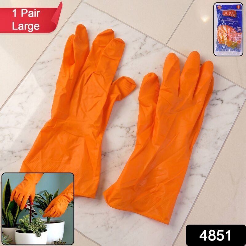 6479d86e-4886-475e-8e25-daf6421380e4.jpg Large Orange Waterproof Rubber Gloves � Reusable Kitchen Protectors