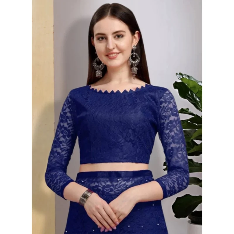 65616-3-1000x1000-1.webp Generic Women's Net Self Design Saree With Unstitched Blouse 5.5Mtr (Navy Blue)