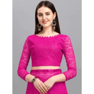 65617-3-1000x1000-1.webp Generic Women's Net Self Design Saree With Unstitched Blouse 5.5Mtr (Rani)