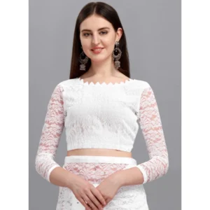 65618-3-1000x1000-1.webp Generic Women's Net Self Design Saree With Unstitched Blouse 5.5Mtr (White)