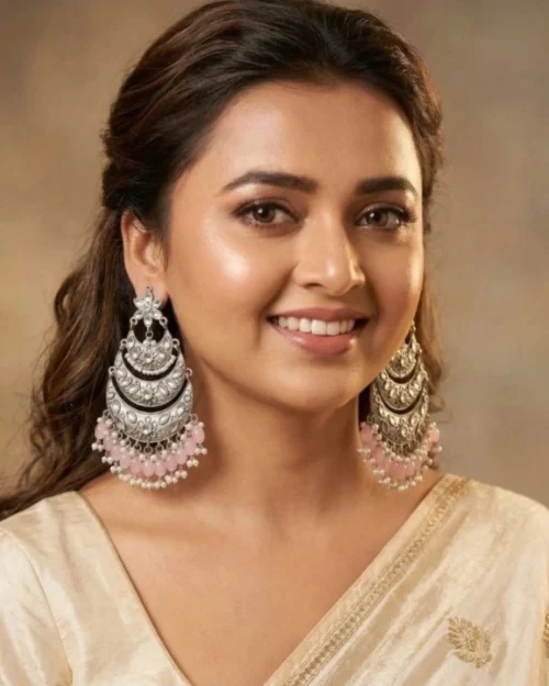 Generic Women's Zinc Alloy Gold Plated Chandbali Earrings (Multicolor)