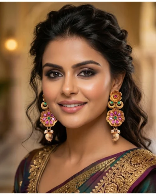 Generic Women's Zinc Alloy Gold Plated Jhumka Earrings (Multicolor)
