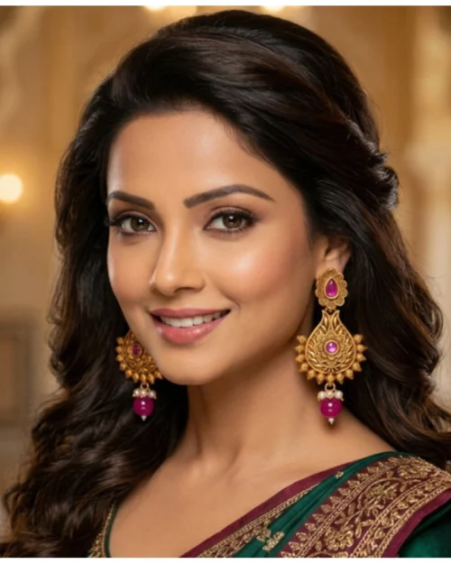 Generic Women's Zinc Alloy Gold Plated Chandbali Earrings (Multicolor)