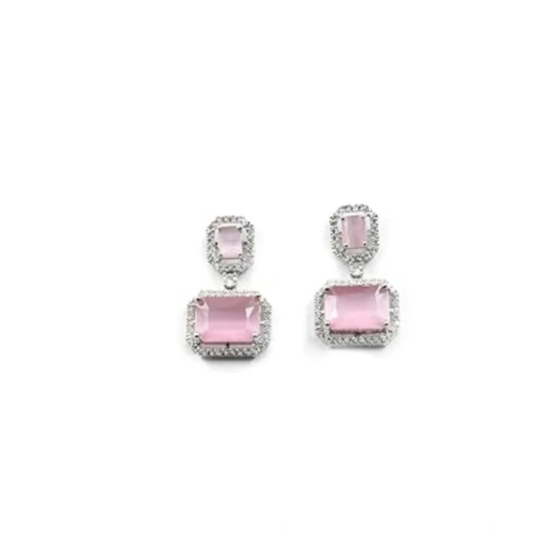 66240-1000x1000-1.webp Generic Women's Brass Silver Plated Drop Earrings (Pink)