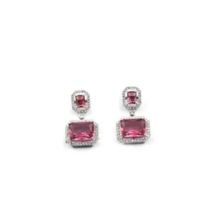 Generic Women's Brass Silver Plated Drop Earrings (Red)