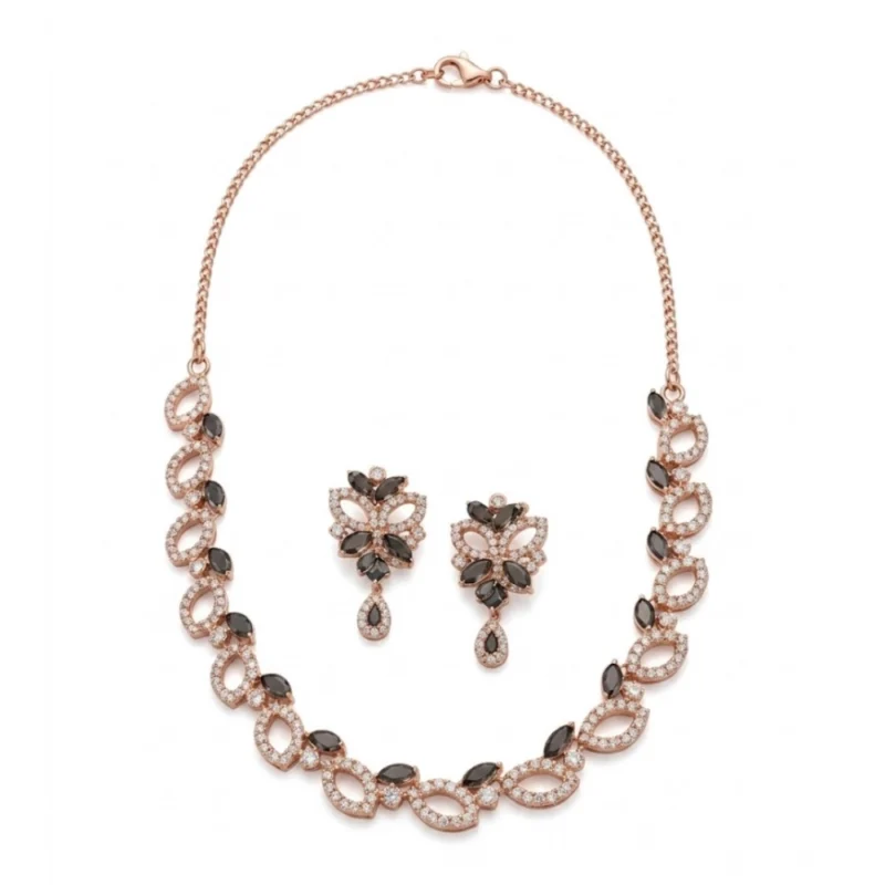 66299-1000x1000-1.webp Generic Women's Brass Silver Plated Necklace set (Silver)