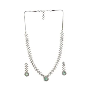 Generic Women's Brass Silver Plated Necklace set (Turquoise)