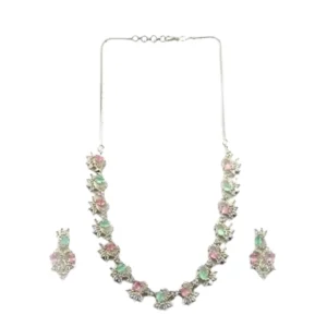 66335-1000x1000-1.webp Generic Women's Brass Silver Plated Necklace set (Multicolor)