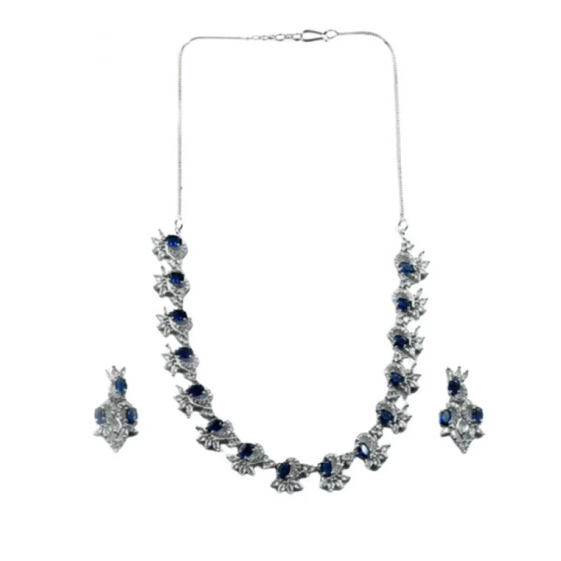 66337-1000x1000-1.webp Generic Women's Brass Silver Plated Necklace set (Blue)