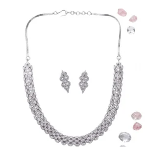 66339-1000x1000-1.webp Generic Women's Brass Silver Plated Necklace set (Silver)