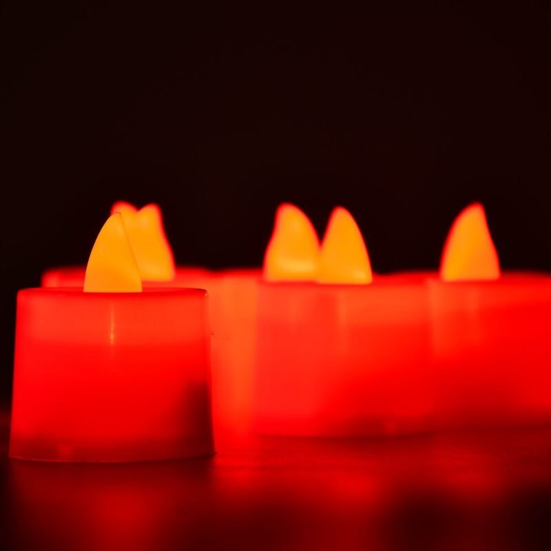 Red LED Flameless Tealight Candles – Safe & Smokeless Ambiance