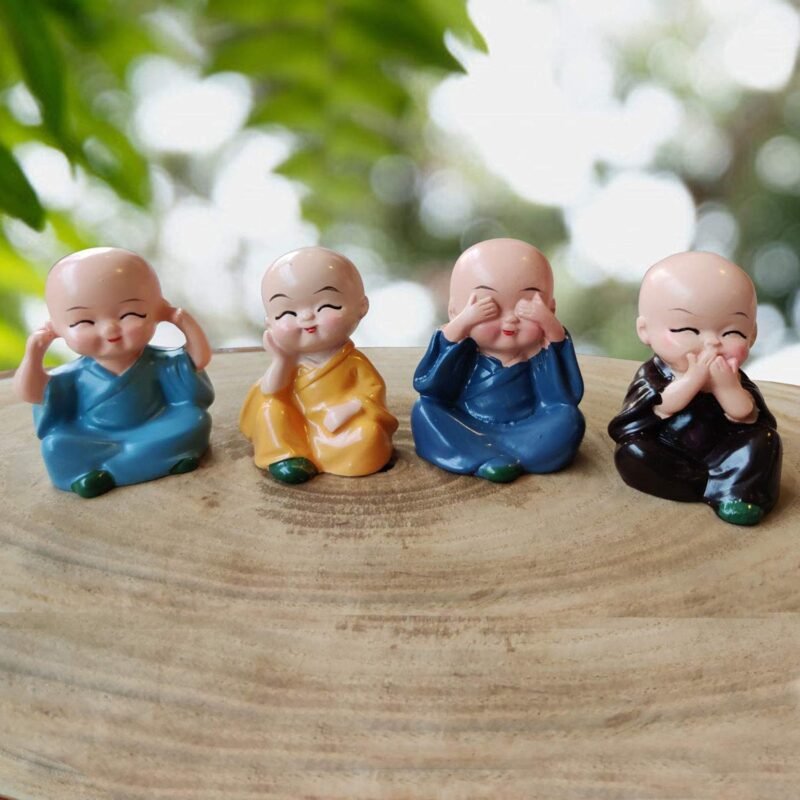 Baby Buddha Statue Set – 4-Piece Lightweight Decorative Showpieces