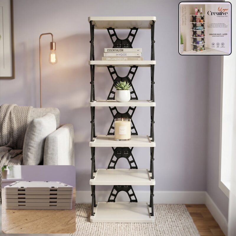 6layersRack-WOSKU-01.jpg Multipurpose Foldable 6 Layer Storage Rack � Space-Saving Home Organizer