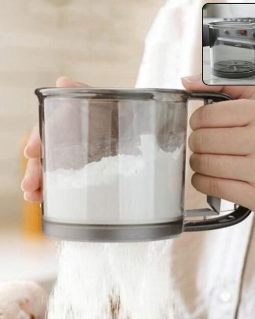 Plastic Flour Sieve Cup – Fine Mesh Filter with Handle for Baking