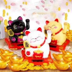 Waving Lucky Cat Statue � Solar Powered Wealth Decor | Styleva