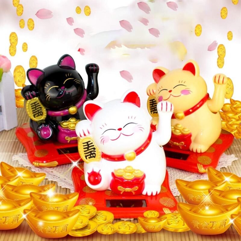 Waving Lucky Cat Statue � Solar Powered Wealth Decor | Styleva