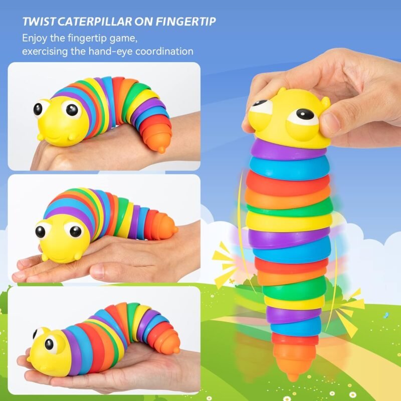Rainbow Slug Fidget Toy – Stress Relief & Sensory Play | Little Learners
