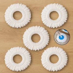 79067ab2-f930-4e8d-a147-61bf473a8773.jpg Microfiber Spin Mop Refill Head – 360° Rotating 5 Pack for Efficient Cleaning