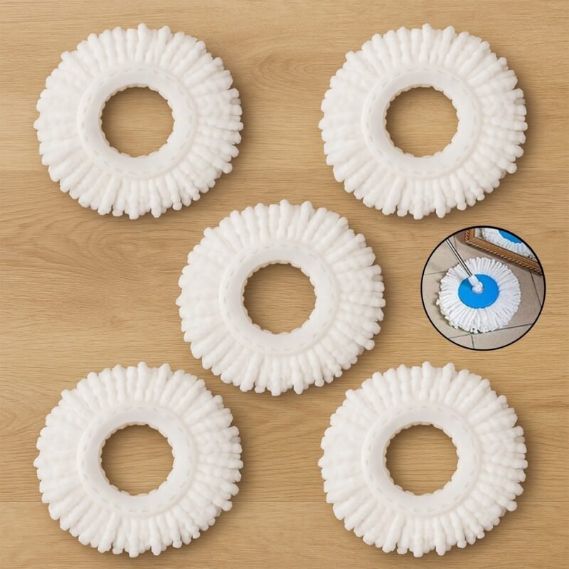 79067ab2-f930-4e8d-a147-61bf473a8773.jpg Microfiber Spin Mop Refill Head – 360° Rotating 5 Pack for Efficient Cleaning