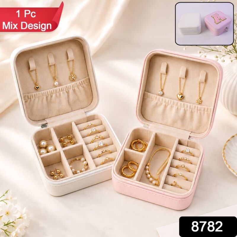 8782.jpg Travel Jewellery Box – Portable PU Leather Organiser | LilyGleam