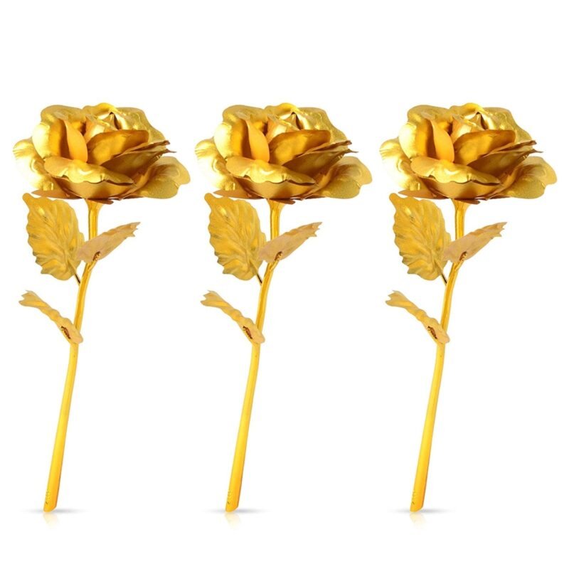 879b.jpg Golden Rose Decoration Set – Elegant 3-Piece Mix Color Display