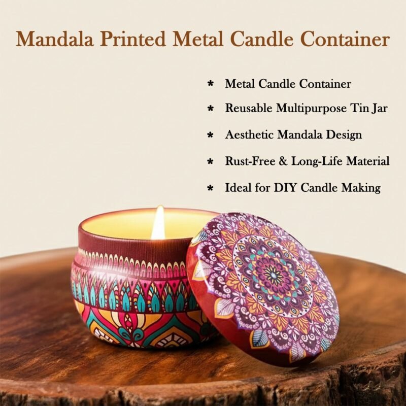 9875_metal_mandala_candle_container_4pc.jpg Mandala Printed Metal Candle Container – Reusable 4 Piece Set