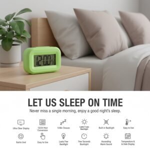 Digital Alarm Clock – Clear Display with Date & Temperature