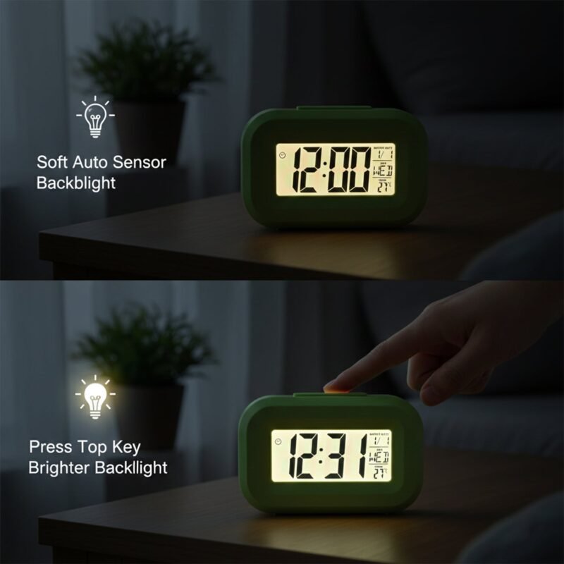 Digital Alarm Clock – Clear Display with Date & Temperature
