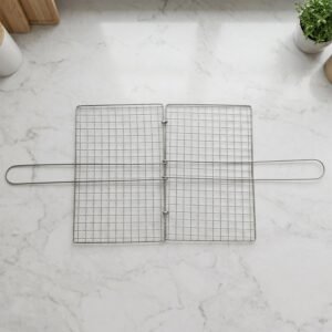 BBQFishMeat-03.jpg Stainless Steel BBQ Grill Mesh � Foldable & Durable for Outdoor Cooking