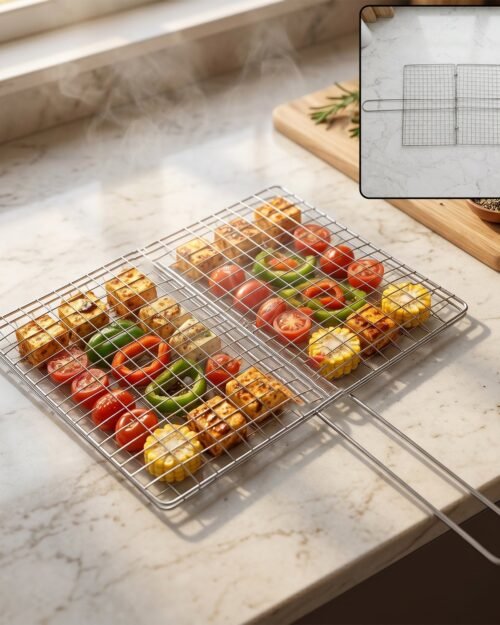 Stainless Steel BBQ Grill Mesh � Foldable & Durable for Outdoor Cooking