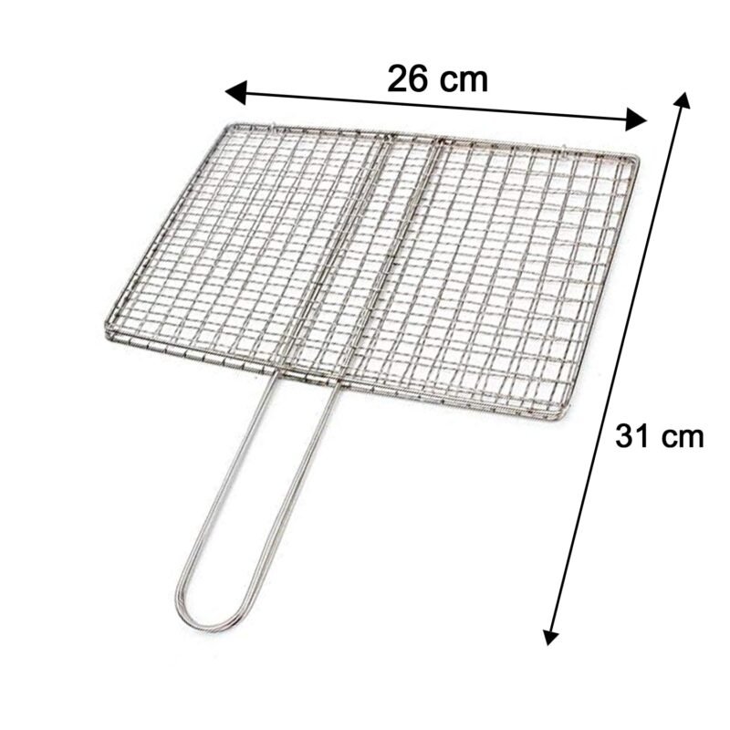 BBQFishMeat-size.jpg Stainless Steel BBQ Grill Mesh � Foldable & Durable for Outdoor Cooking