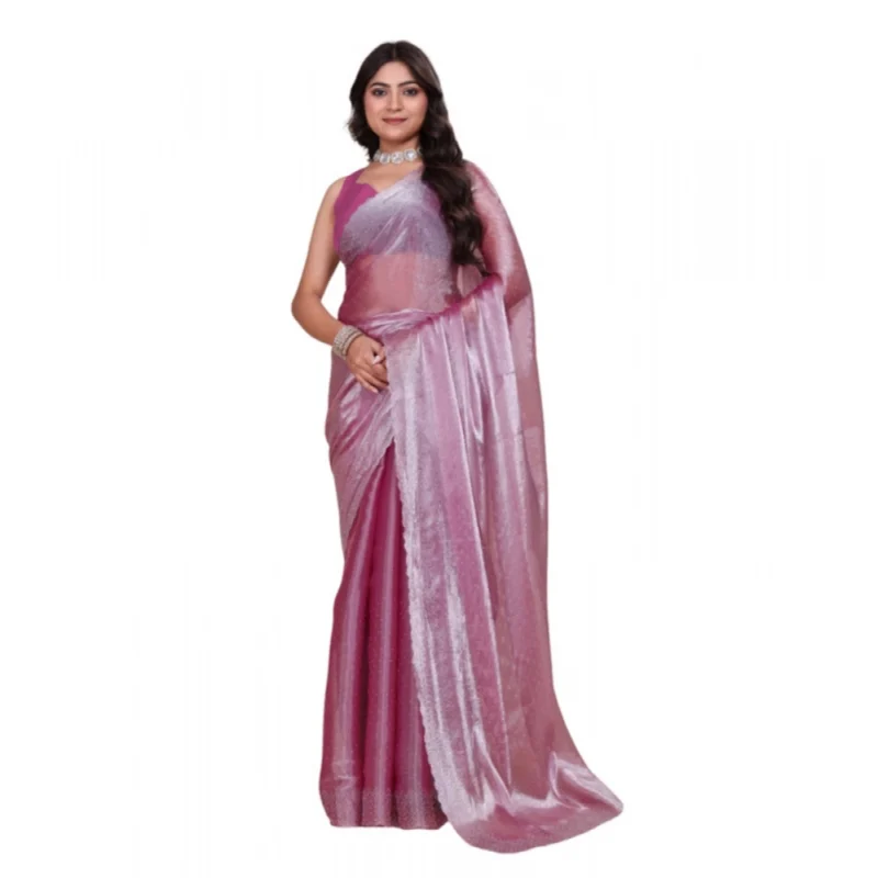 BSB178-SAZYYYmych-2-Mgta-Main-1000x1000-1.webp Generic Women's Jimmy choo Embellished Bollywood Saree With Unstitched Blouse 5.5Mtr (Magenta)