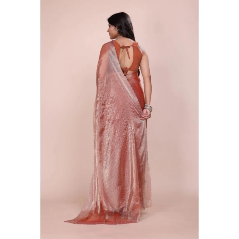 BSB178-SAZYYYmych-2-Orng-Other1-1000x1000-1.webp Generic Women's Jimmy choo Embellished Bollywood Saree With Unstitched Blouse 5.5Mtr (Orange)