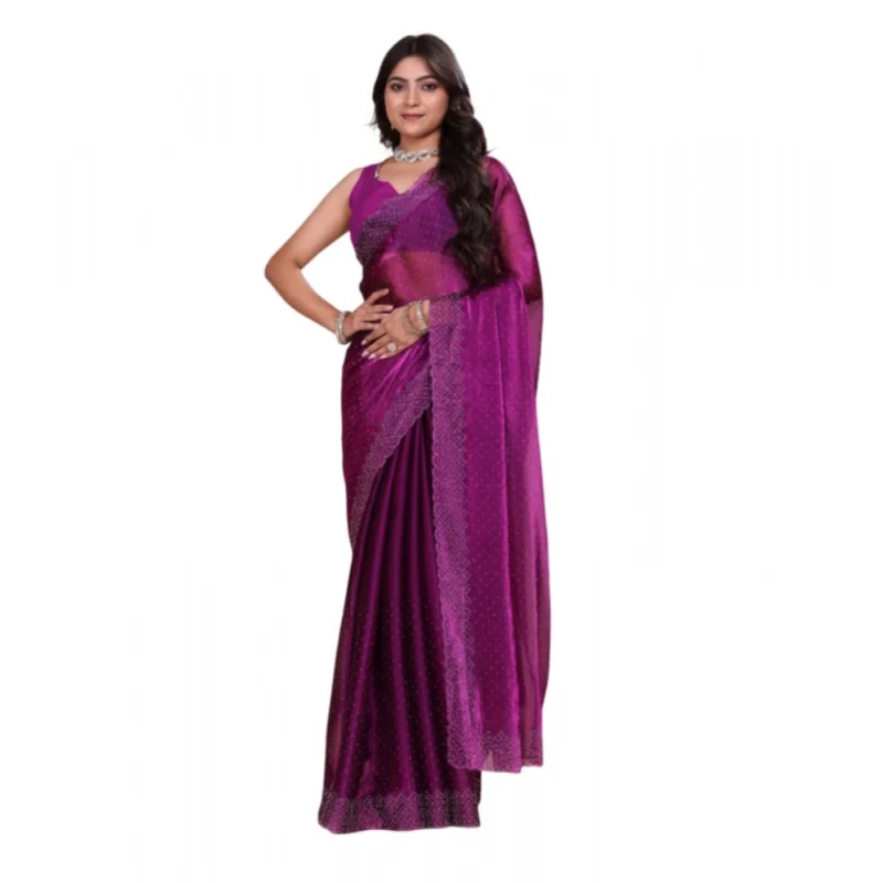 BSB178-SAZYYYmych-2-Prle-Main-1000x1000-1.webp Generic Women's Jimmy choo Embellished Bollywood Saree With Unstitched Blouse 5.5Mtr (Purple)
