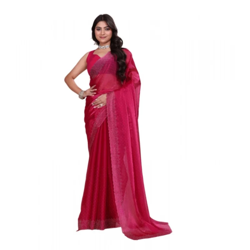 BSB178-SAZYYYmych-2-Red-Main-1000x1000-1.webp Generic Women's Jimmy choo Embellished Bollywood Saree With Unstitched Blouse 5.5Mtr (Red)